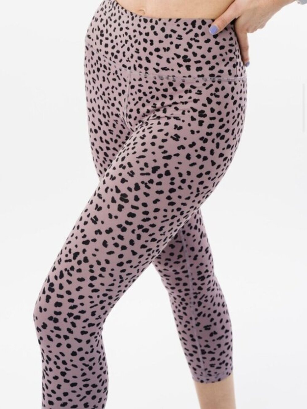 Zyia Active Lilac Jaguar Fit n Free Crop High Rise Leggings Size 8-10